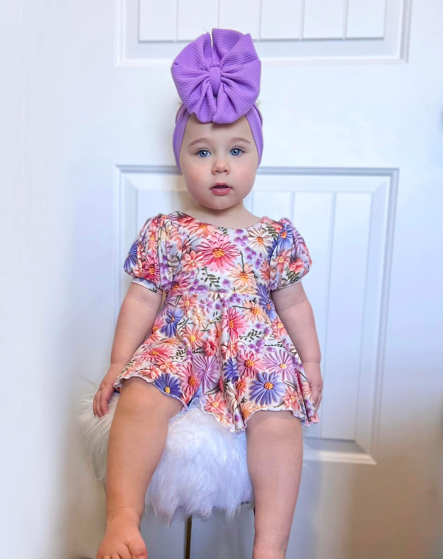 Brielle skirted bodysuit short puff sleeve