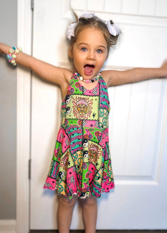 Cross back strap Brielle skirted bodysuit